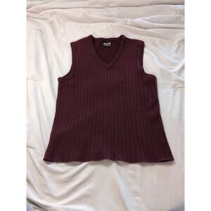 Vintage Banyan Sportswear Knit Sweater Vest Maroon Ribbed V-Neck Made in Korea M